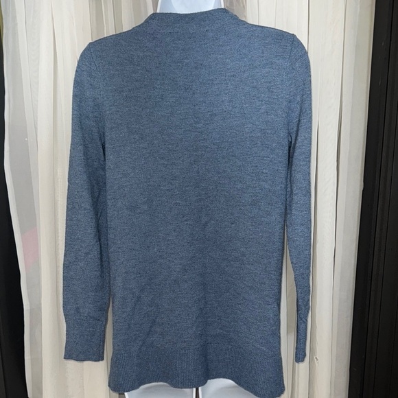 LOFT Blue Relaxed Long Sleeve Mandarin Collar Hoodie - Picture 5 of 7